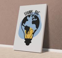 Canvas gloeilamp landkaart en 'think big' tekst