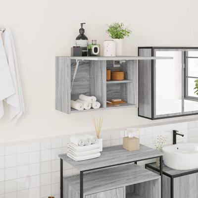 Badkamerwandkast 60x25x40 cm bewerkt hout grijs sonoma eiken