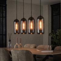 LifestyleFurn Hanglamp 'Jaida' 4-lamps, smoke-glas