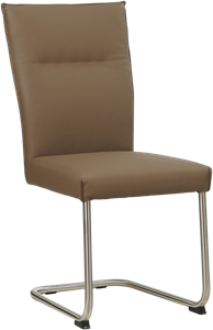 Bruine leren industriële eetkamerstoel Retro - poot rond rvs - Hermes Leer Lever (bruin leer)