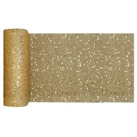 Kerst thema tafelloper op rol - goud glitter - smal 18 x 500 cm - polyester