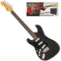 Vintage VIP-LHV60BLK Coaster Series Gloss Black LH Guitar Pack linkshandige elektrische gitaar set met versterker