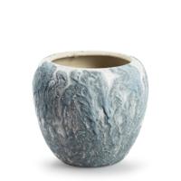 Plantenpot/bloempot Marble - wit/ijsblauw - keramiek - D16 x H14 cm