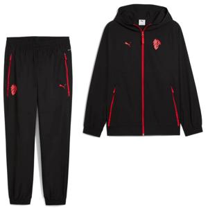 PUMA AC Milan Pumatech Trainingspak Woven Hooded Full-Zip 2025-2026 Zwart Rood