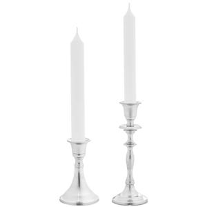 Kaarsen kandelaars set 2x stuks - metaal - voor dinerkaarsen - zilver - H11/H20 cm