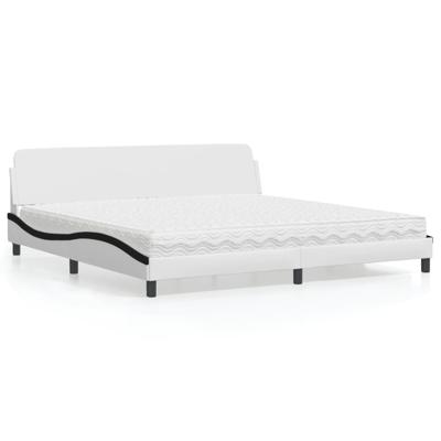 Bed met matras kunstleer wit en zwart 200x200 cm