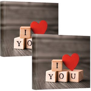 2x Fotoboek/fotoalbum I Love You met 30 paginas 24 x 24 x 3 cm