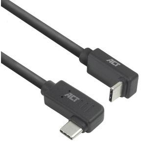 ACT USB 3.0 10Gbps 60W USB Type-C (haaks links/rechts) naar USB Type-C (haaks boven/beneden) kabel,