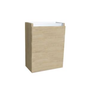 Fonteinkast Sanilux Aluminium Greeplijst Light Wood Scharnier Rechts 52x40x22 cm