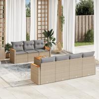 8-delige Loungeset met kussens poly rattan gemengd beige