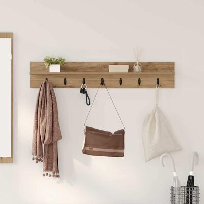 Wandgemonteerde kapstok met plank Wandgemonteerd artisanaal eikenkleurig
