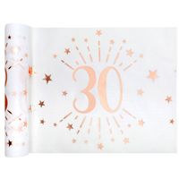 Santex Tafelloper op rol - 30 jaar - wit/rose goud - 30 x 500 cm - Feesttafelkleden - thumbnail