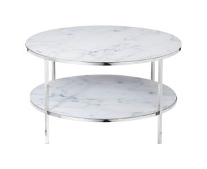Artistiq Salontafel 'Daisy', 80cm, Marmerlook, kleur Wit