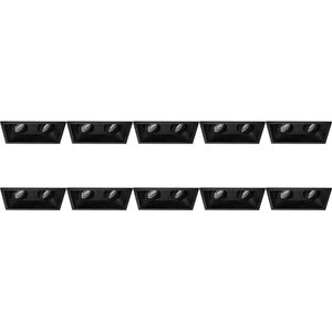 Spot Armatuur 10 Pack - Pragmi Zano Pro - GU10 Inbouwspot - Rechthoek Dubbel - Zwart - Aluminium - Kantelbaar - 185x93mm