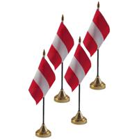 Oostenrijk tafelvlaggetjes - 4x stuks - 10 x 15 cm - met gouden standaard - H27 cm - versiering