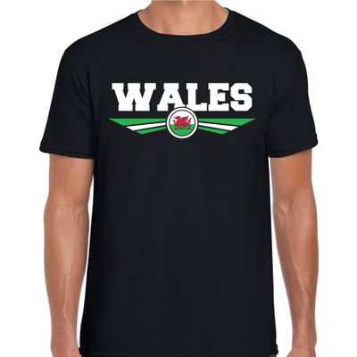 Wales landen t-shirt zwart heren