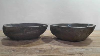 Aufsatzwaschbecken aus Flussstein Satz RM250341AB, 48x37x15 cm