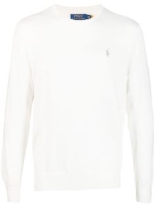 Polo Ralph Lauren embroidered-logo cotton-cashmere blend jumper - Blanc