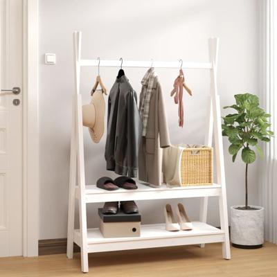 VidaXL Kledingrek 100x45,5x150 cm massief grenenhout wit