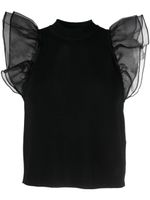 Karl Lagerfeld puff-sleeve knitted top - Noir