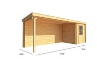 Blokhut met overkapping Els 600 cm bij 200 cm diep Lessenaarsdak - Warentuin collection