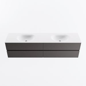 MONDIAZ VICA 190cm badmeubel onderkast Dark Grey 4 lades. Wastafel MOON dubbel zonder kraangat, kleur Talc.
