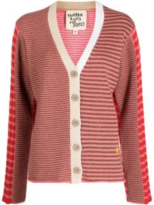 YANYAN KNITS cardigan rayé à col v - Rouge