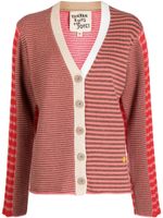 YANYAN KNITS cardigan rayé à col v - Rouge