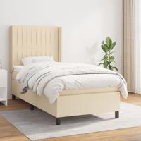 Boxspring met matras stof crèmekleurig 100x200 cm