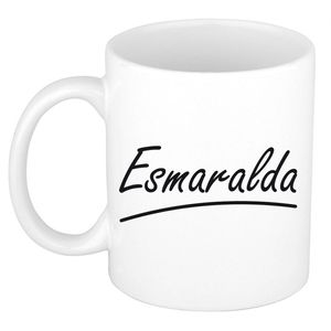 Esmaralda voornaam kado beker / mok sierlijke letters - gepersonaliseerde mok met naam - Naam mokken
