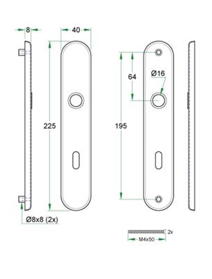Schildpaar afgerond LS rvs mat WC78