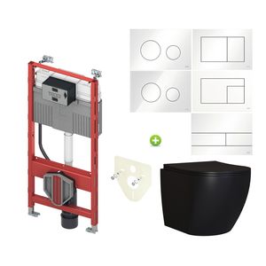 TECE Profil Toiletset set65 Mudo Randloos Mat Zwart met TECE Drukplaat