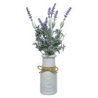 Lavendel kunstplant - in witte pot - paars - H32 cm - lavandula