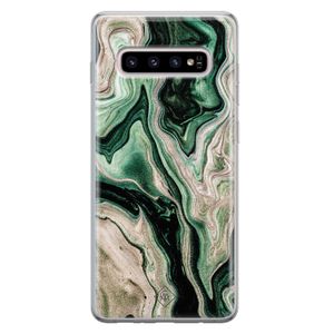 Samsung Galaxy S10 Plus siliconen hoesje - Green waves