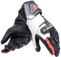 DAINESE Carbon 4 Long Lady, Race motorhandschoenen, Zwart-Wit-Fluo Rood