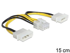 Delock 83410 Stroomkabel 2 x 4-pins Molex mannetje > 8-pins EPS mannetje 15cm