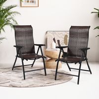 2 Rotan Vouwstoelen voor de Patio Draagbare Buiten Kampeerstoelen Bruin