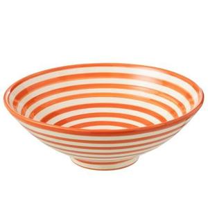 J-Line Lebrillo Bowl Granada Stripes Ceramic White|Orange