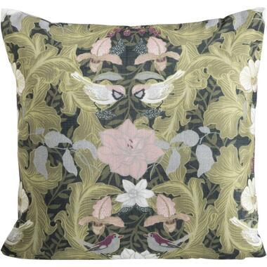 Sierkussen Lidy - olijfgroen/roze - 45x45 cm - Leen Bakker