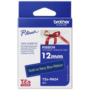 Labeltape textiel ongelamineerd Brother TZe, TZ TZe-RN34 Tapekleur: Marine-blauw Tekstkleur:Goud 12 mm 4 m