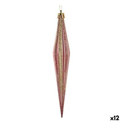 Kerst Decoratie Set Krist+ 00902 00902 Roze Gouden PVC Uitgerekt 3 x 3 x 18,5 cm (12 Stuks)