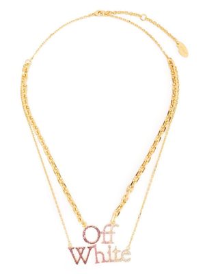 Off-White collier à pendentif logo - Or