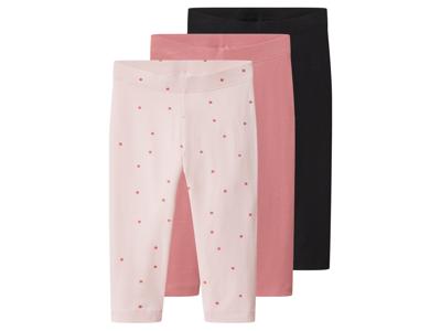 lupilu Set van 3 kinder capri leggings (roze/zwart, 110/116)