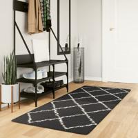 VidaXL Vloerkleed pamplona shaggy hoogpolig 80x200 cm zwart en crème VidaXL Vloerkleed pamplona shaggy hoogpolig 80x200 cm zwart en crème