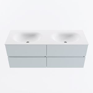 MONDIAZ VICA 130cm badmeubel onderkast Clay 4 lades. Wastafel MOON dubbel 2 kraangaten, kleur Talc.