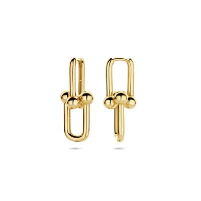 Exclusieve 14k Geelgouden Klapoorringen met Geschakelde Hanger - 30mm Hoog