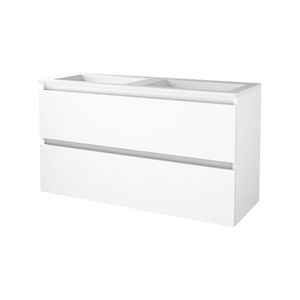 Badmeubelset BWS Salt 120x46cm Greeploos 2 Lades Met Wastafel Ice White