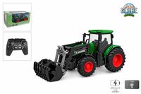 kids globe rc tractor 2.4ghz met licht en frontlader 27cm groen