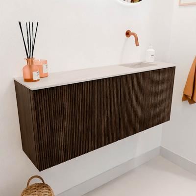 Toiletmeubel Mondiaz Joya Dlux | 100 cm | Meubelkleur Walnut | Faye wastafel Meli Wasbak Rechts | Zonder kraangat(en)
