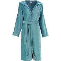 Cawö Cawö Dames Badjas met Capuchon en Rits 6432 Türkis 44